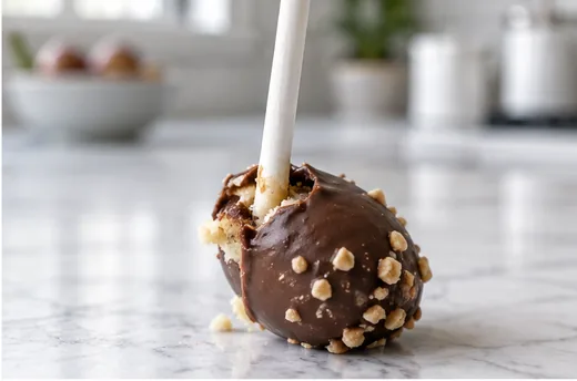 A cake pop sliding off its stick